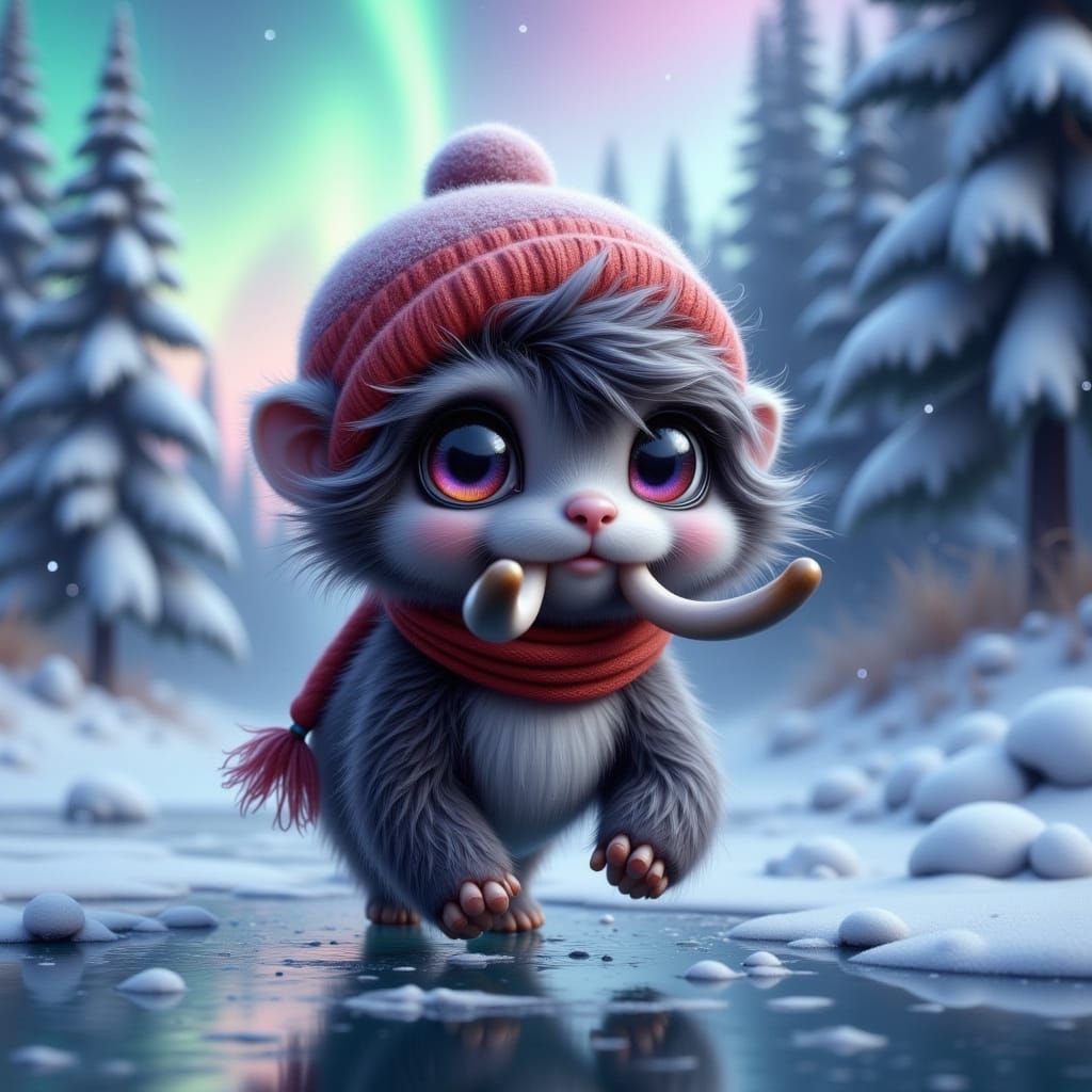 Frozen Wonderland with Chubby-cheeked Woolly Mammoth