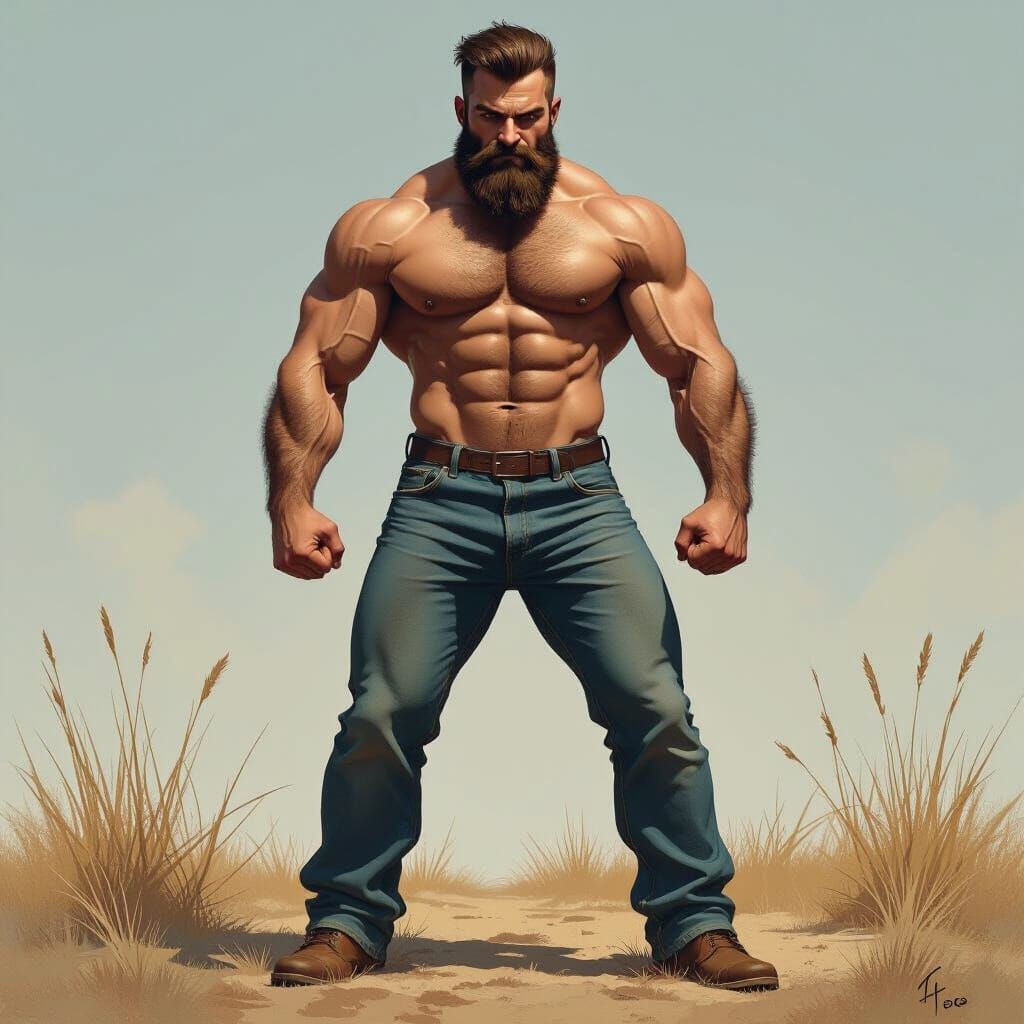 Realistic Muscular Man Portrait with Detailed Textures