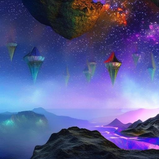 Majestic Underground Crystal City: Digital Matte Painting