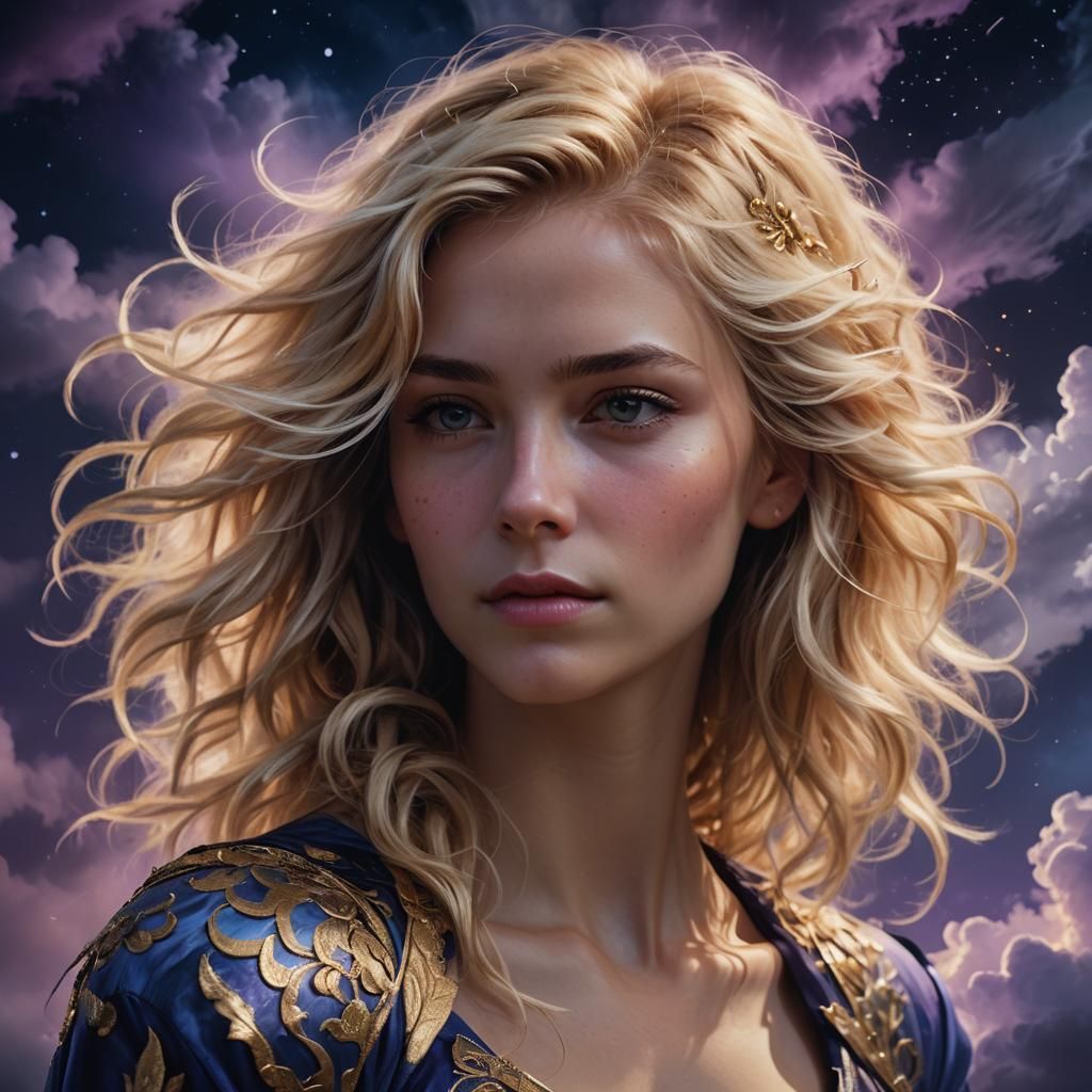 Ethereal Woman Portrait in Dreamy Cloudscape