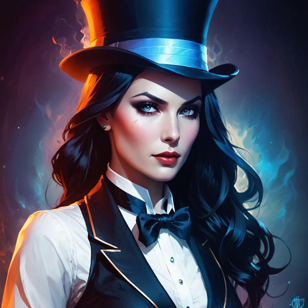 Zatanna Portrait with Magical Runes in Rutkowski Style
