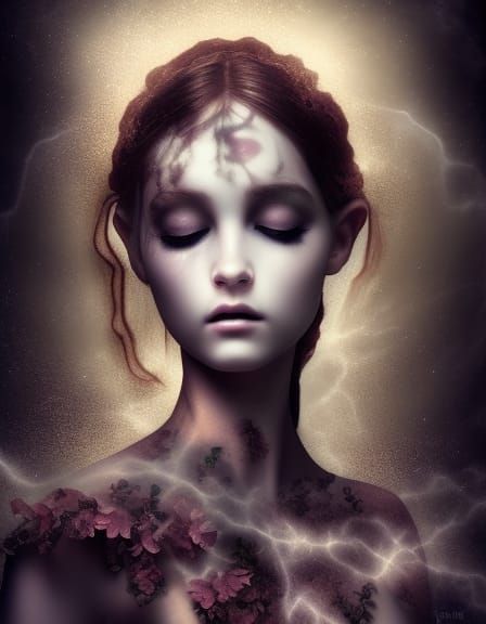 Immortal Teen Goddess of Death: Surreal Digital Art