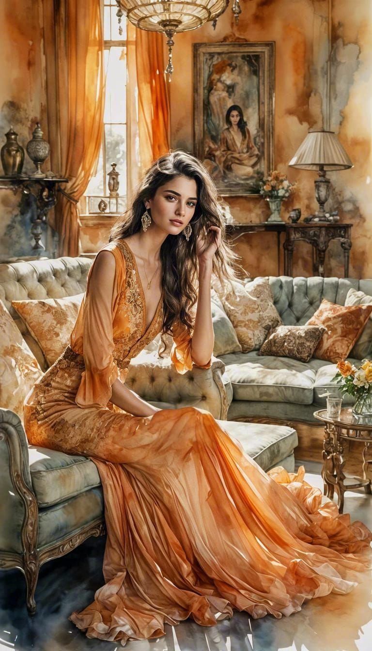 The girl in the orange room