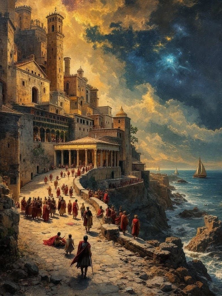 Ethereal Roman Legion Portrait in Flux Contemporary Art