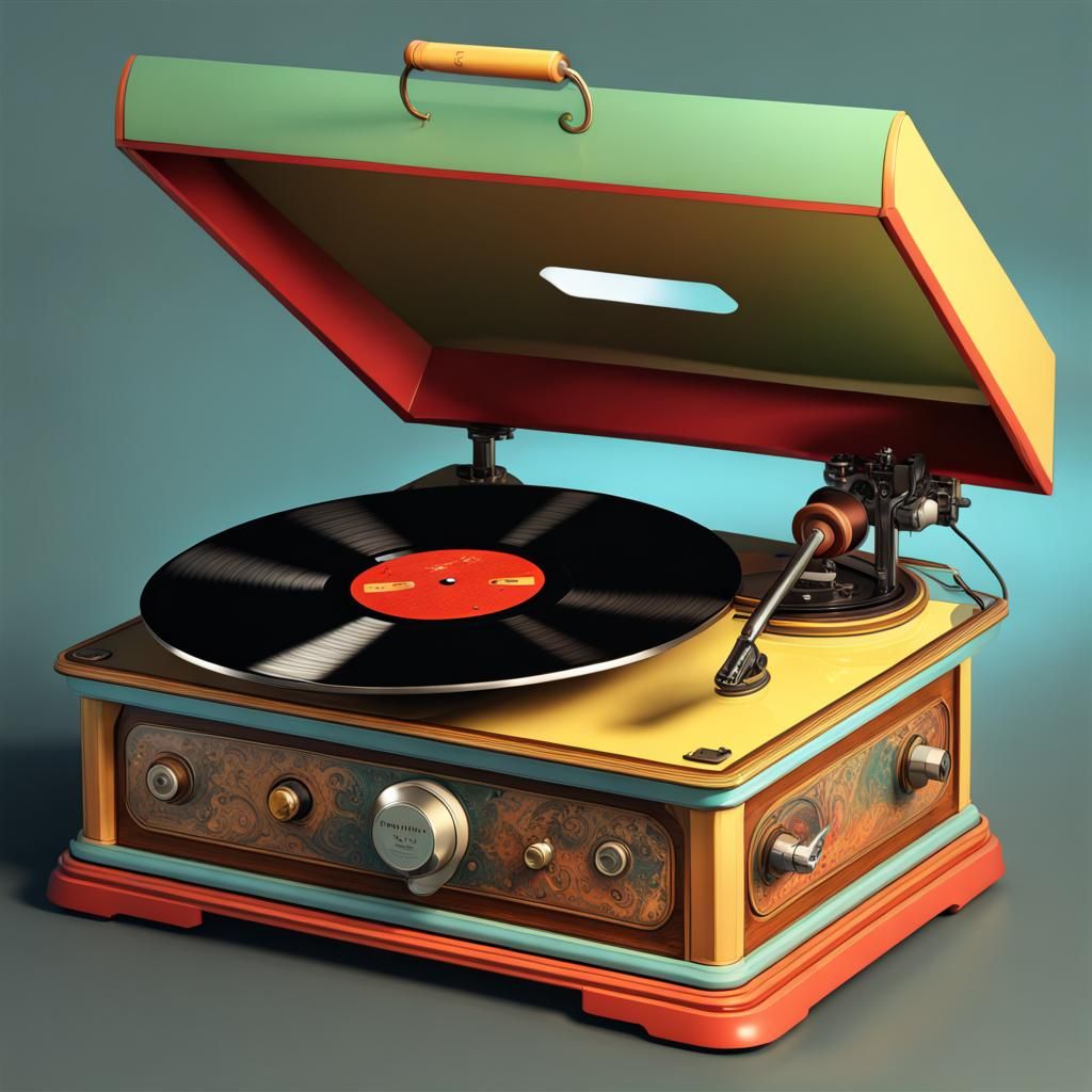 Emil Berliner's 1887 Vinyl Record Player: Hyperrealistic Art