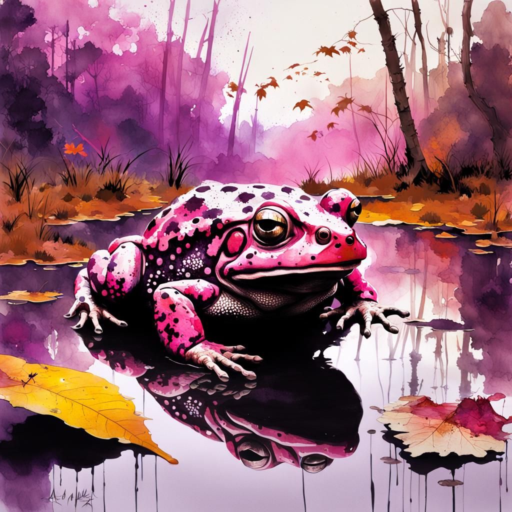 Double Exposure Toad Portrait in Watercolour Style