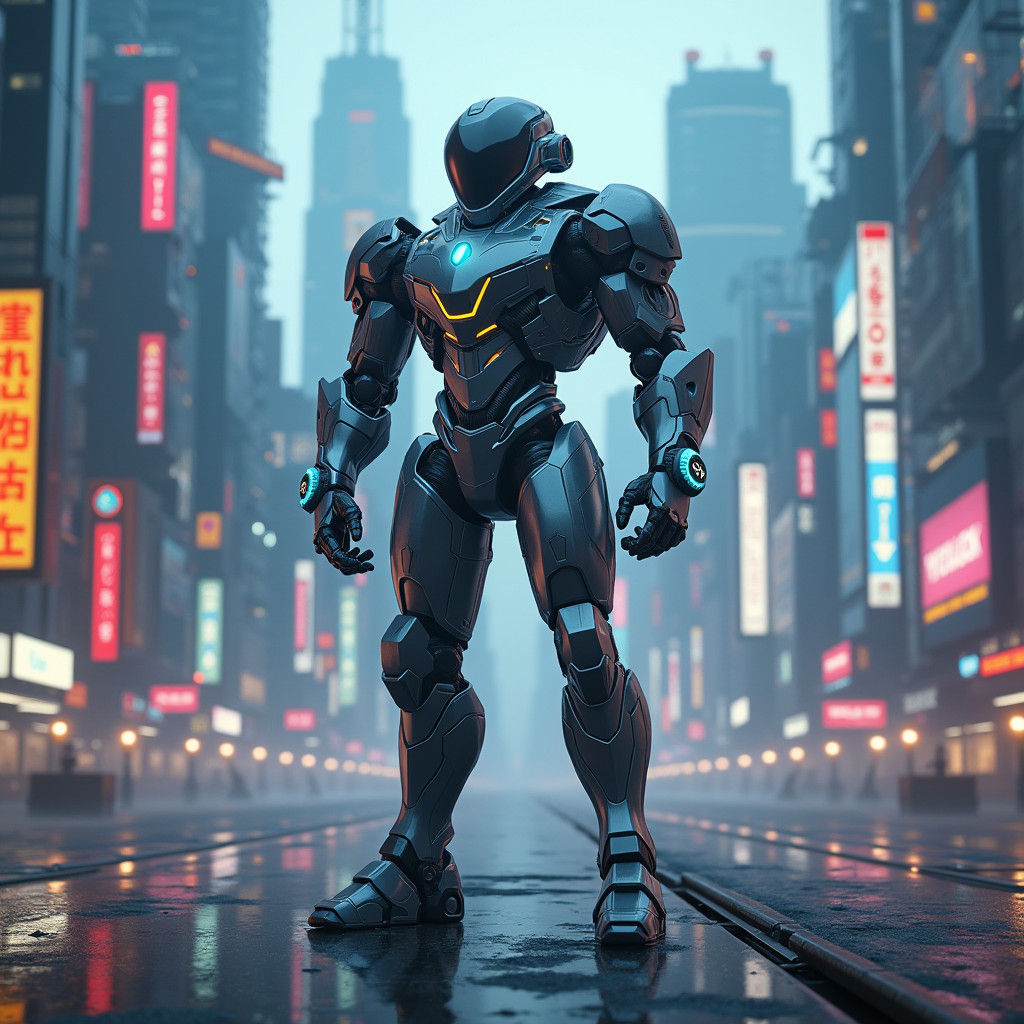 DJ Flex in Futuristic Metropolis in Cyberpunk Style