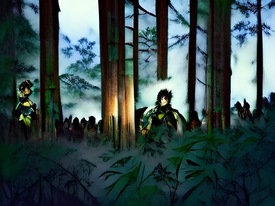 Foreboding Forest Search Party in Manga Style