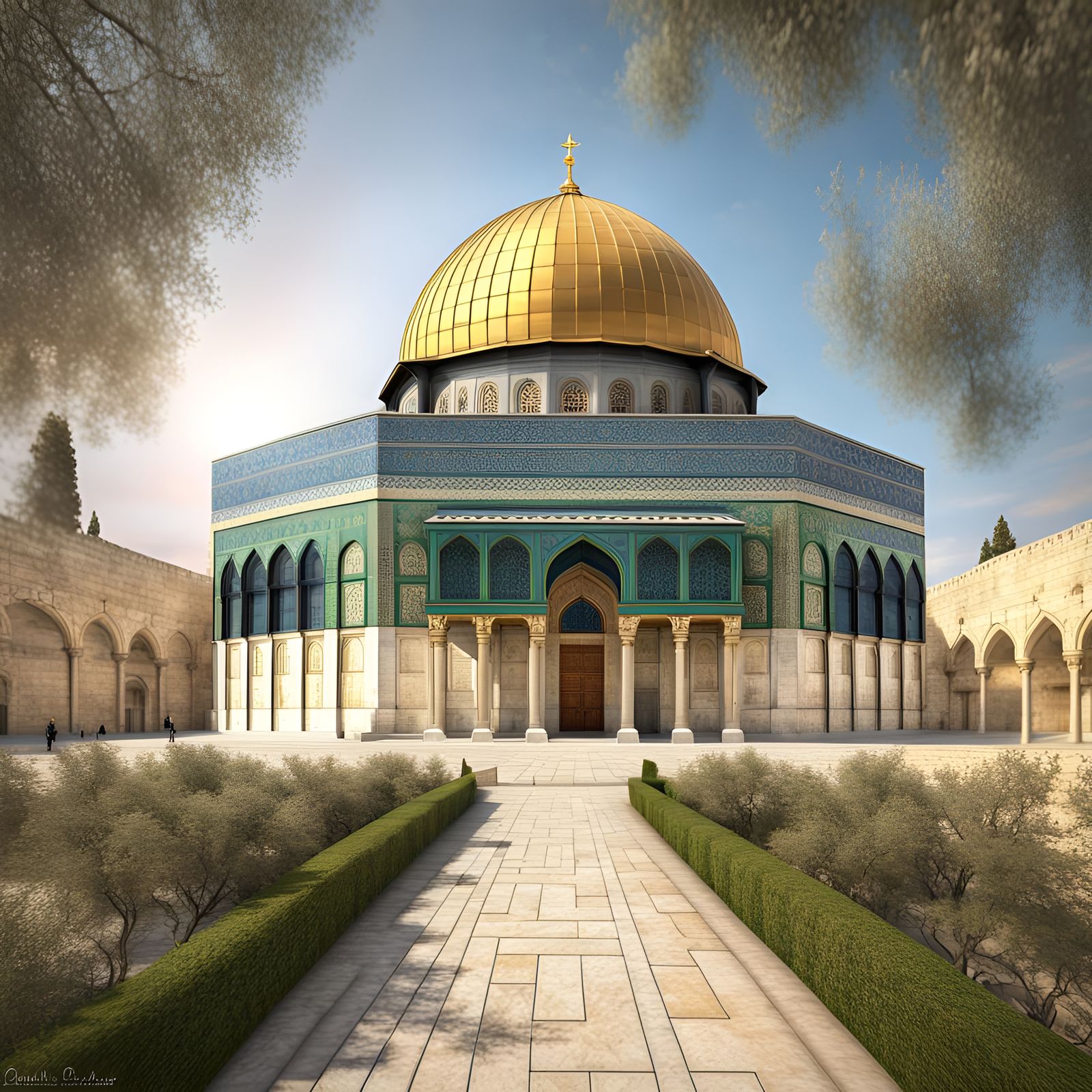Al Aqsa Mosque in Origami Style Digital Art
