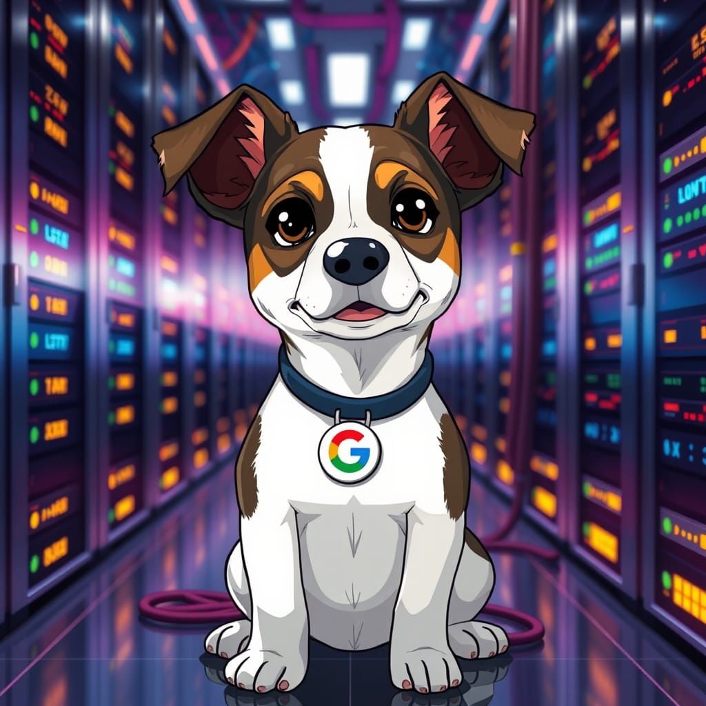 A jack russell terrier in the google data center