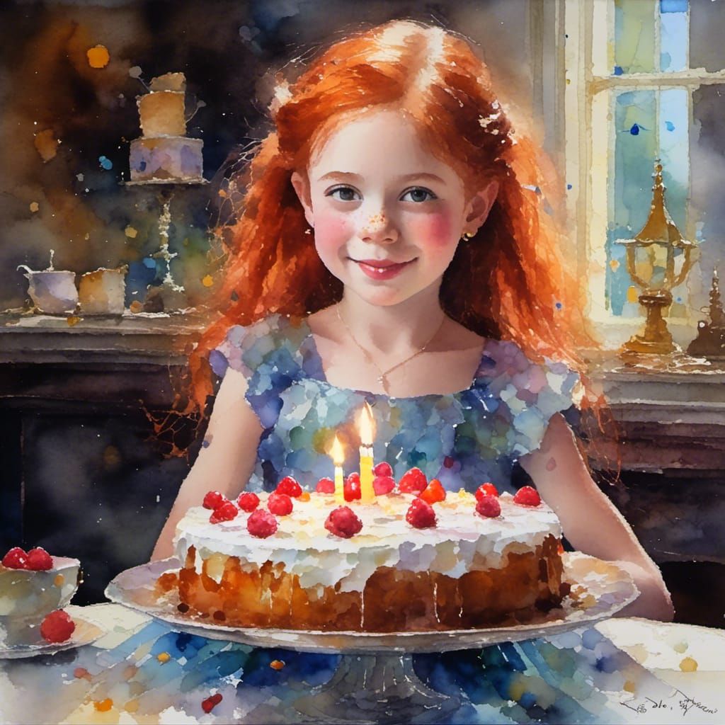 Joyful Trans Girl's Birthday, Oil Painting Style