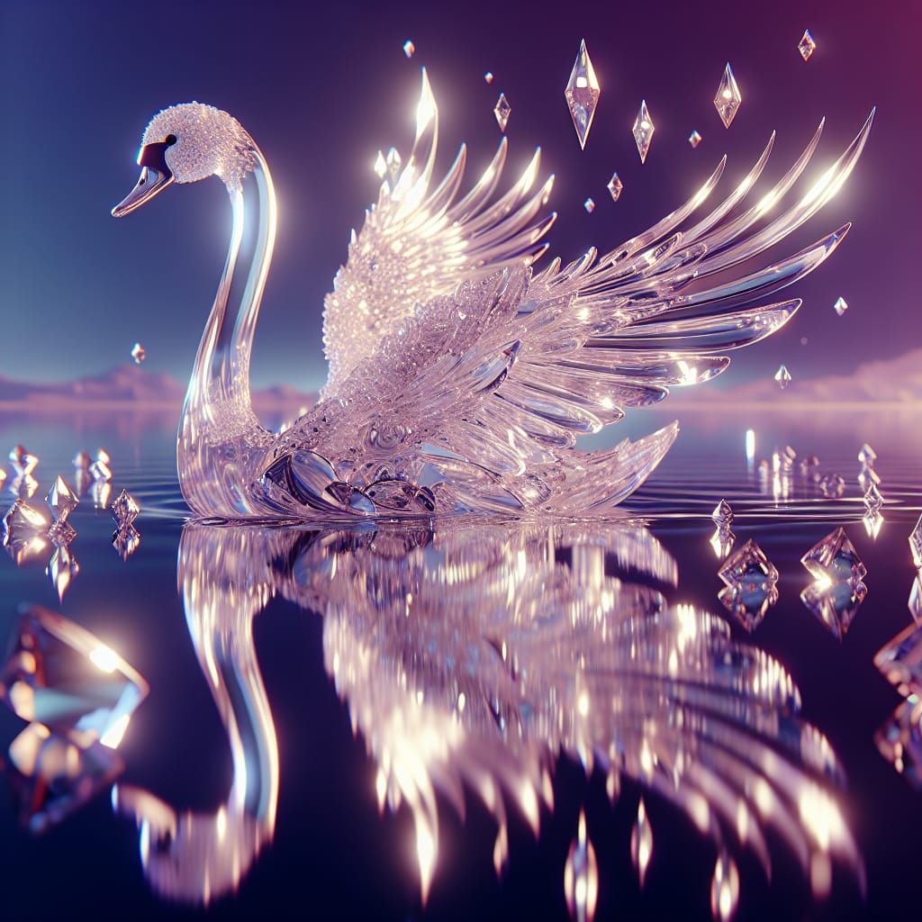 Crystal Swan Glides on Mirrored Lake