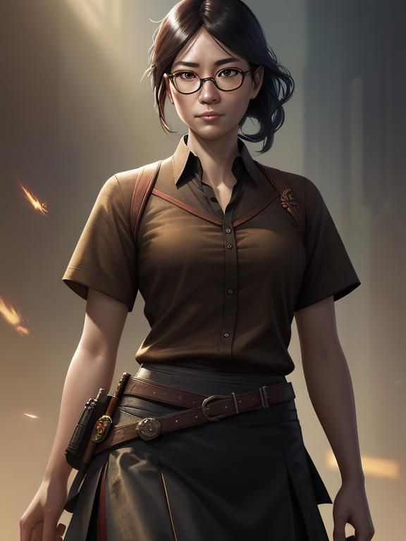 Detailed Portrait of an Asian Librarian in Artgerm Style