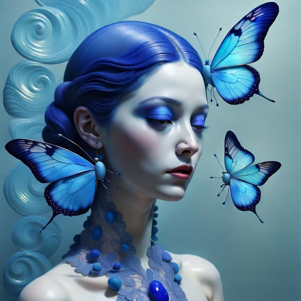 Blue fairy with delicate wings