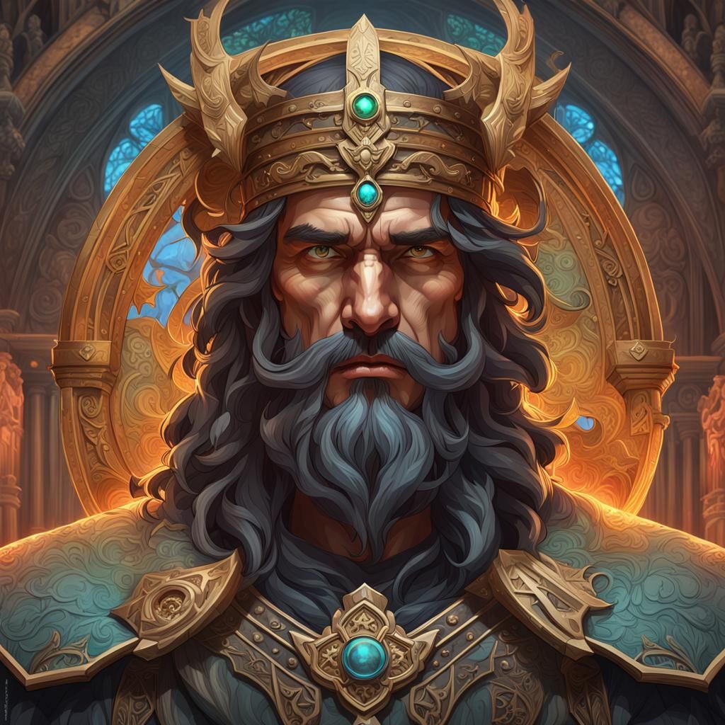 Medieval Portrait of the Akholite God of Day and Vitality in...