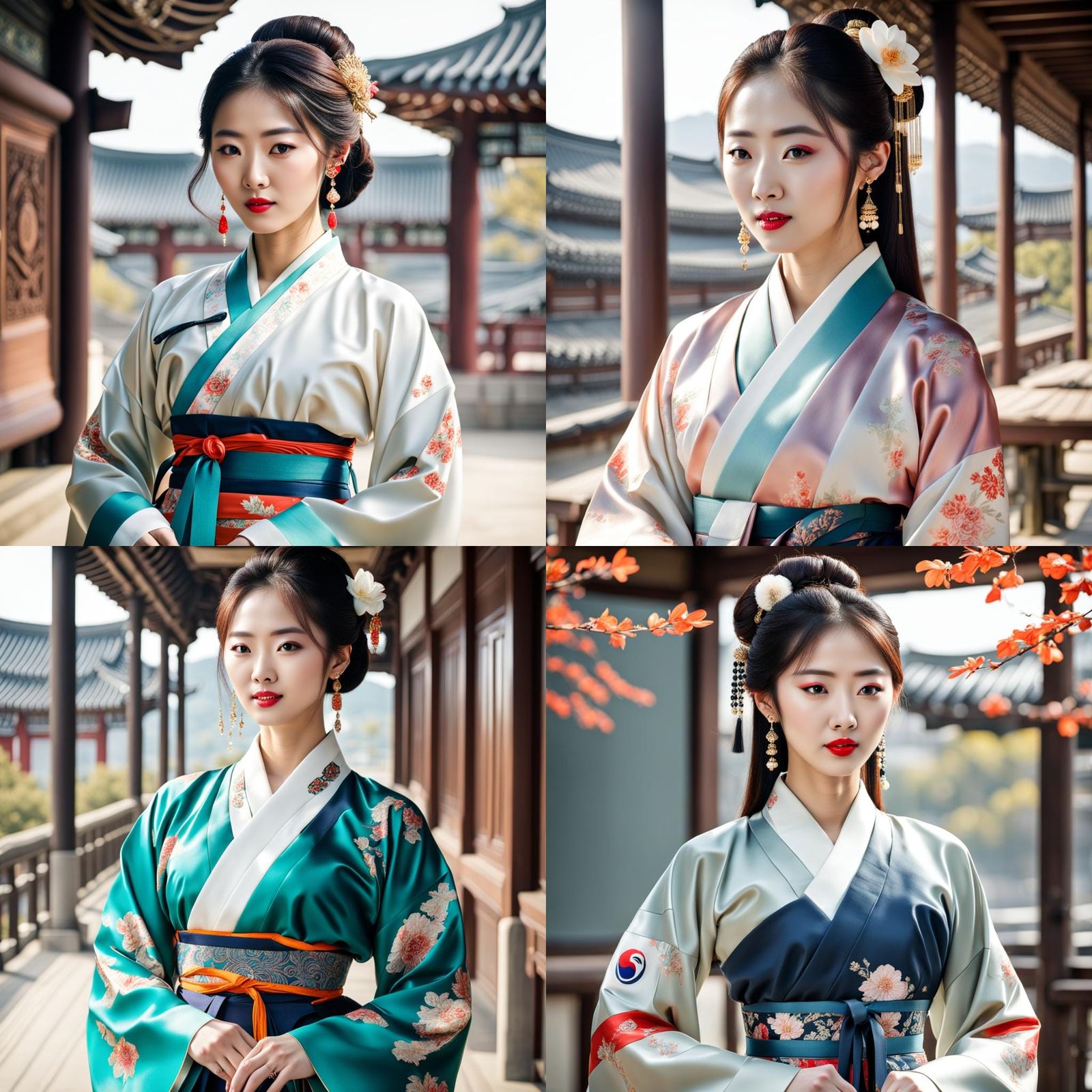 Young Woman in Traditional Korean Outfit