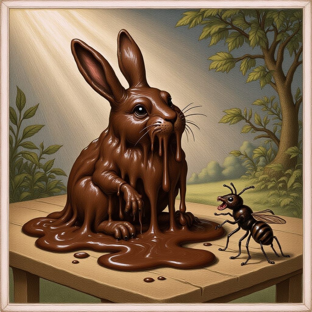 Melting Chocolate Rabbit in Sunlight: Fantasy Sketch