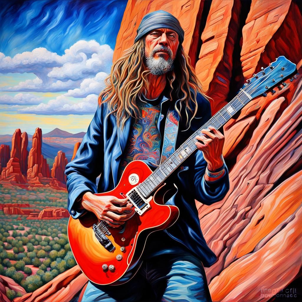 Guitarist Rocks Red Rocks: Hyperrealistic Street Art