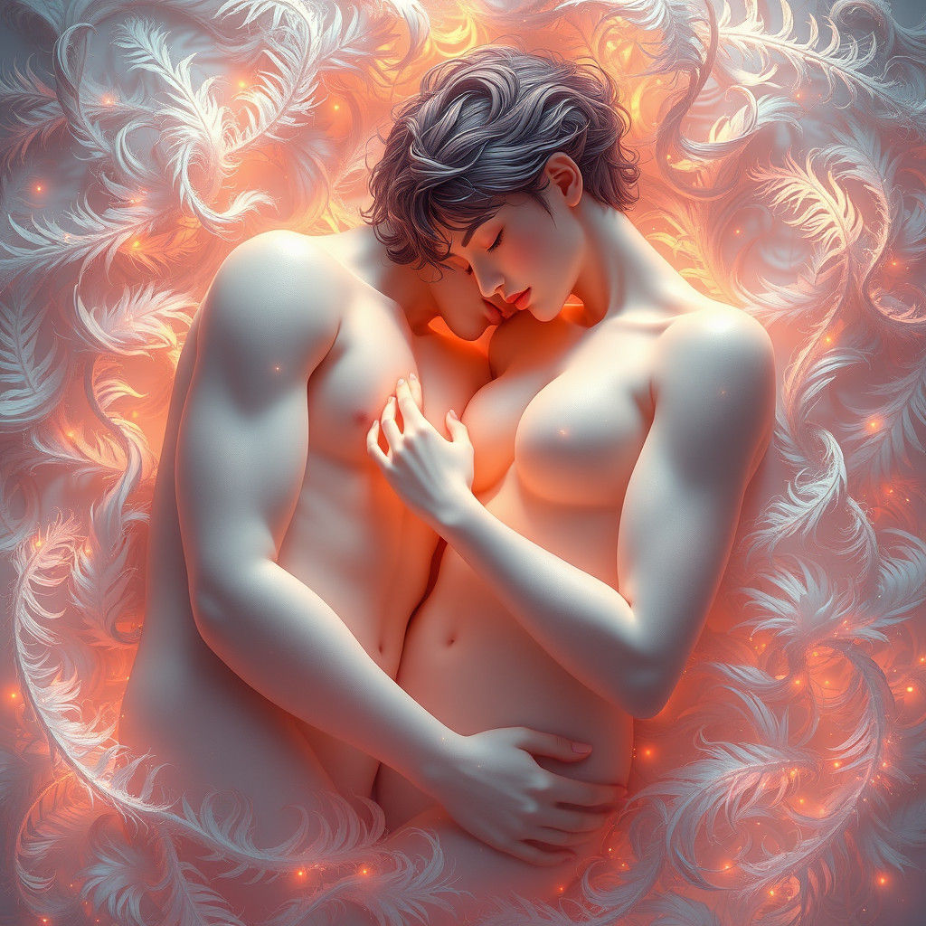 Entwined Lovers in Dreamlike Slumber, in 3D Anime Style