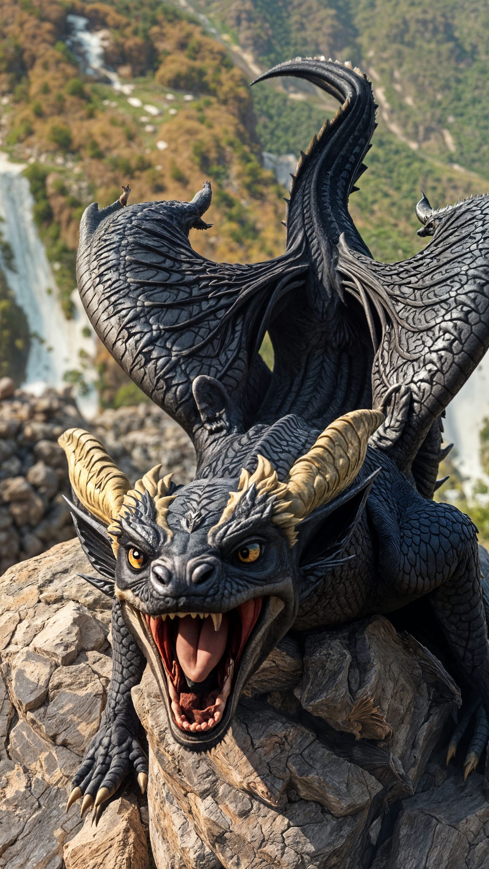 Pomchi Dragon Soaring Over Mountain, Professional Photograph...