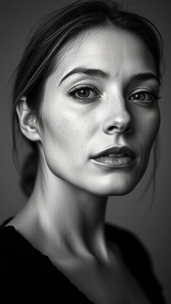 Bold Woman Portrait in High Contrast Analog Film Style