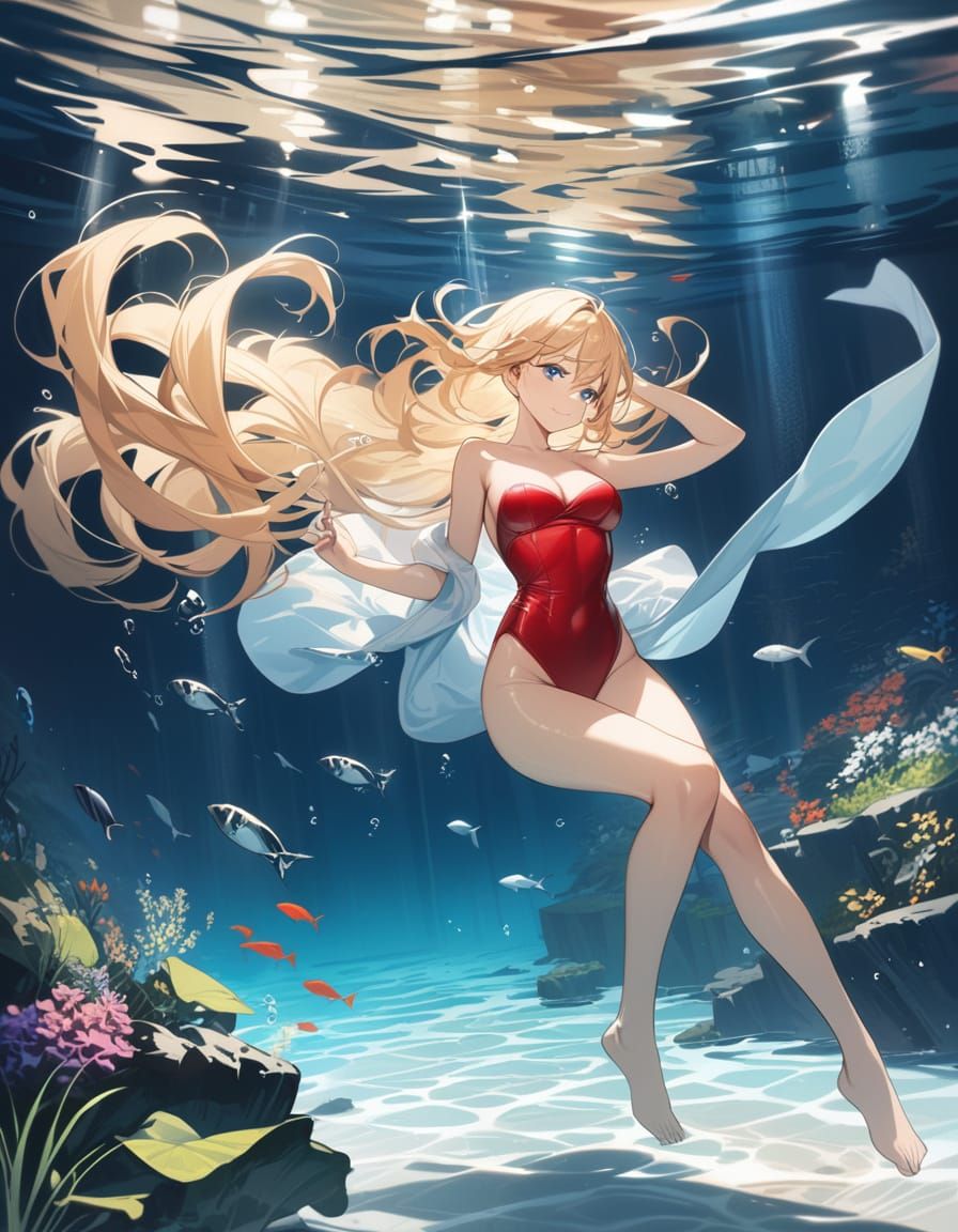 A Dazzling Underwater Scene in Vibrant Aesthetic Style