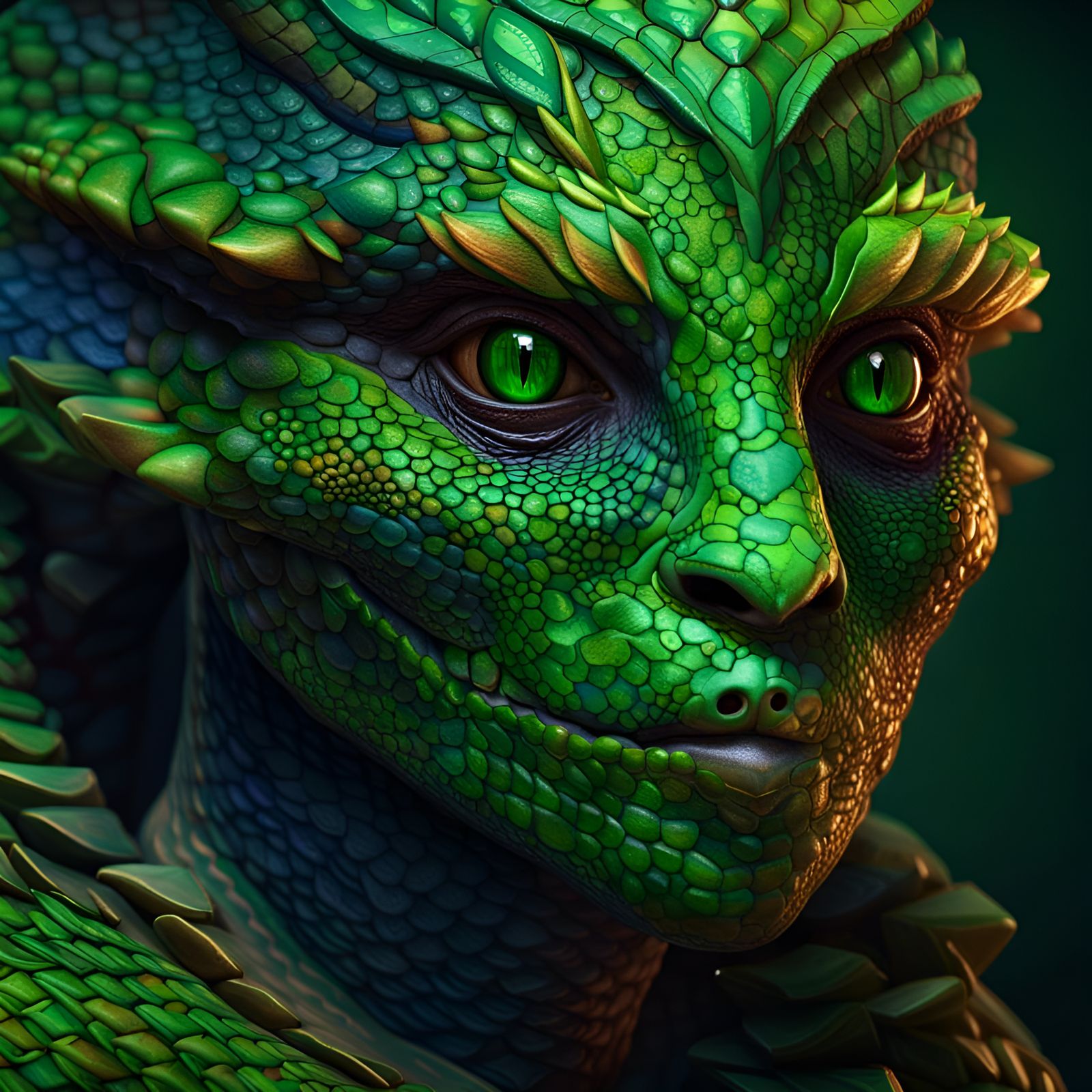 Reptilian Woman Portrait in Dark Fantasy Style