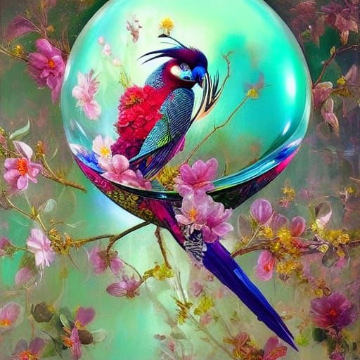 Exotic Birds Metamorphosis into Flowers: Surreal Digital Art
