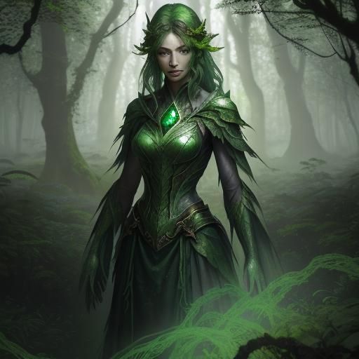 Spectral Nature Spirit in Emerald Light