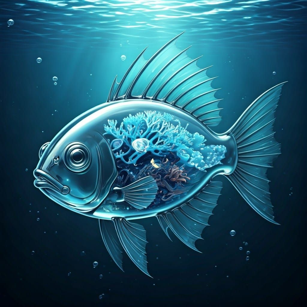 Glass Fish Dives into Ethereal Ocean Depths