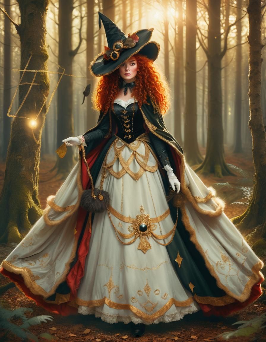 Enchanting Forest Witch in Pre-Raphaelite Style