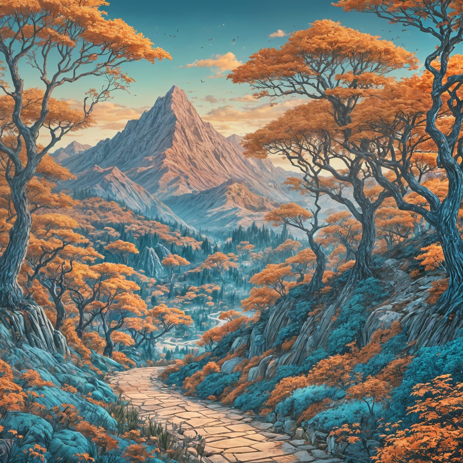 Doodle Style Fantasy Landscape in Detailed Matte Painting