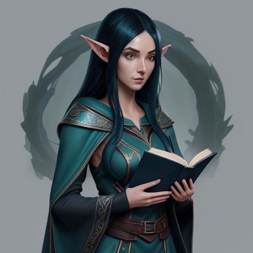 High Elf with Spellbook in Origami Style
