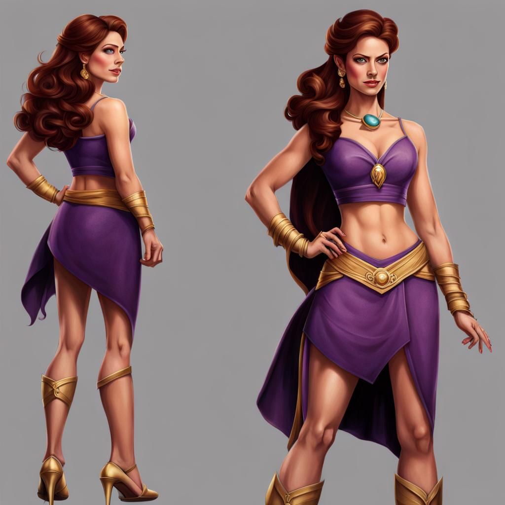 Hyperrealistic Claire Coffee as Disney's Megara