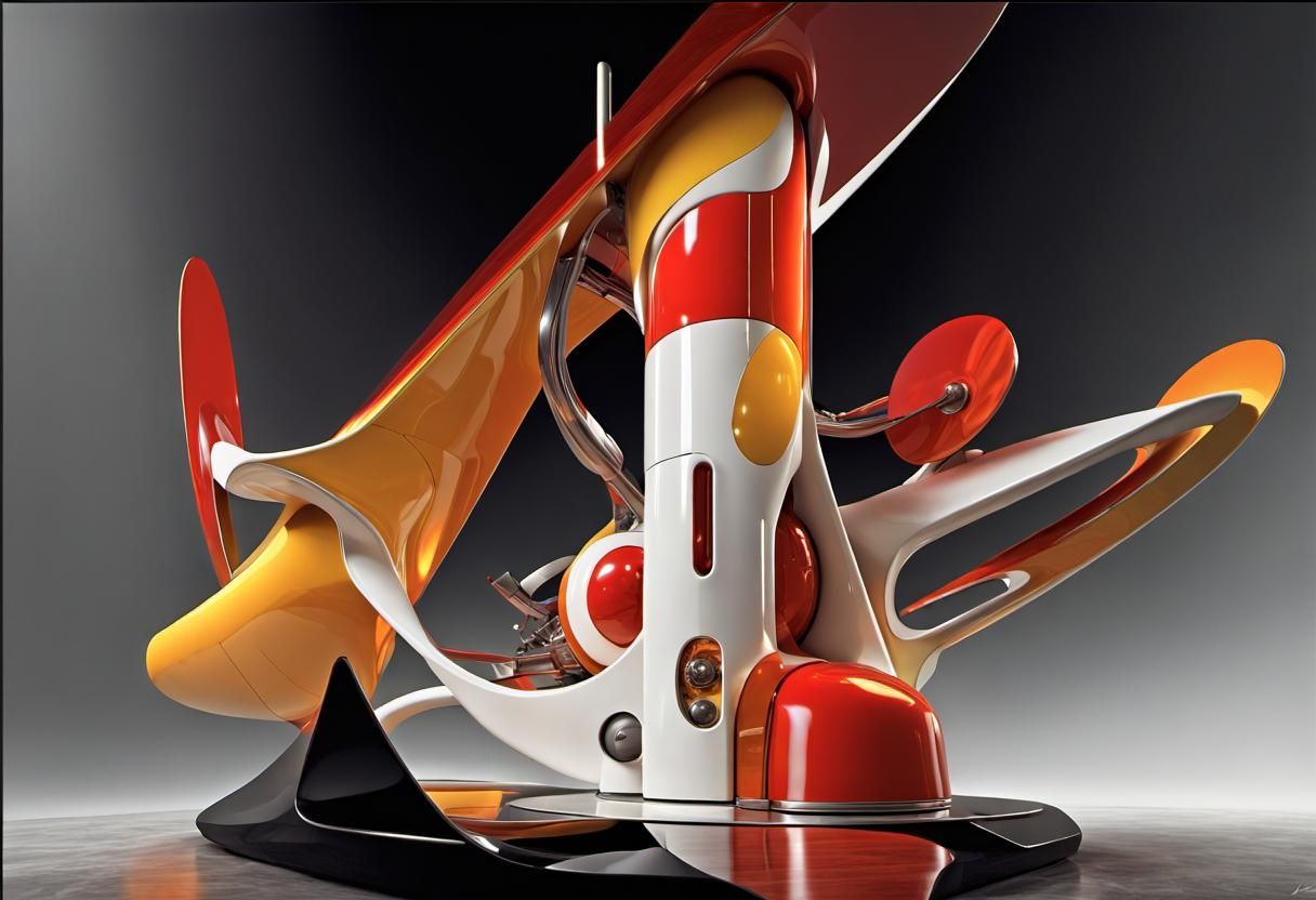 Futuristic Machine Sculpture in Art Deco Style