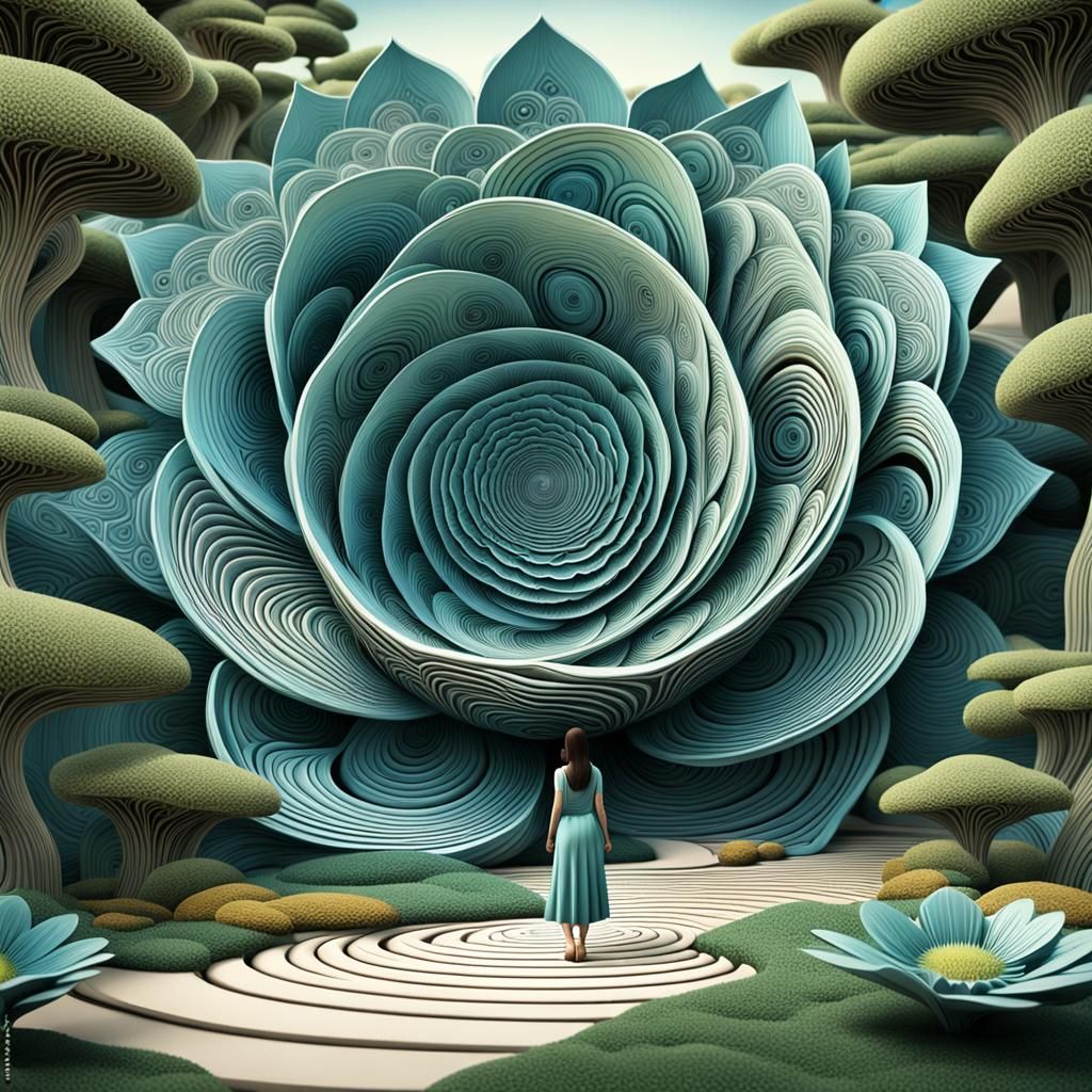 Irregular 3D Flower in Zen Garden