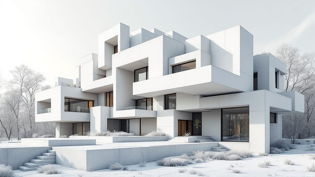 Cubist Architecture in Aggressive Angular Forms