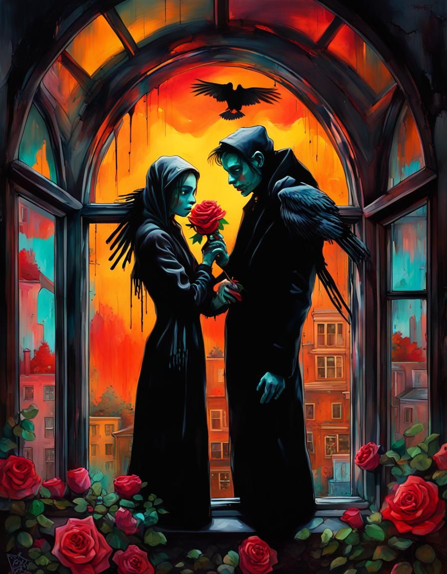 Ravenman Offers Roses: Occult Street Art