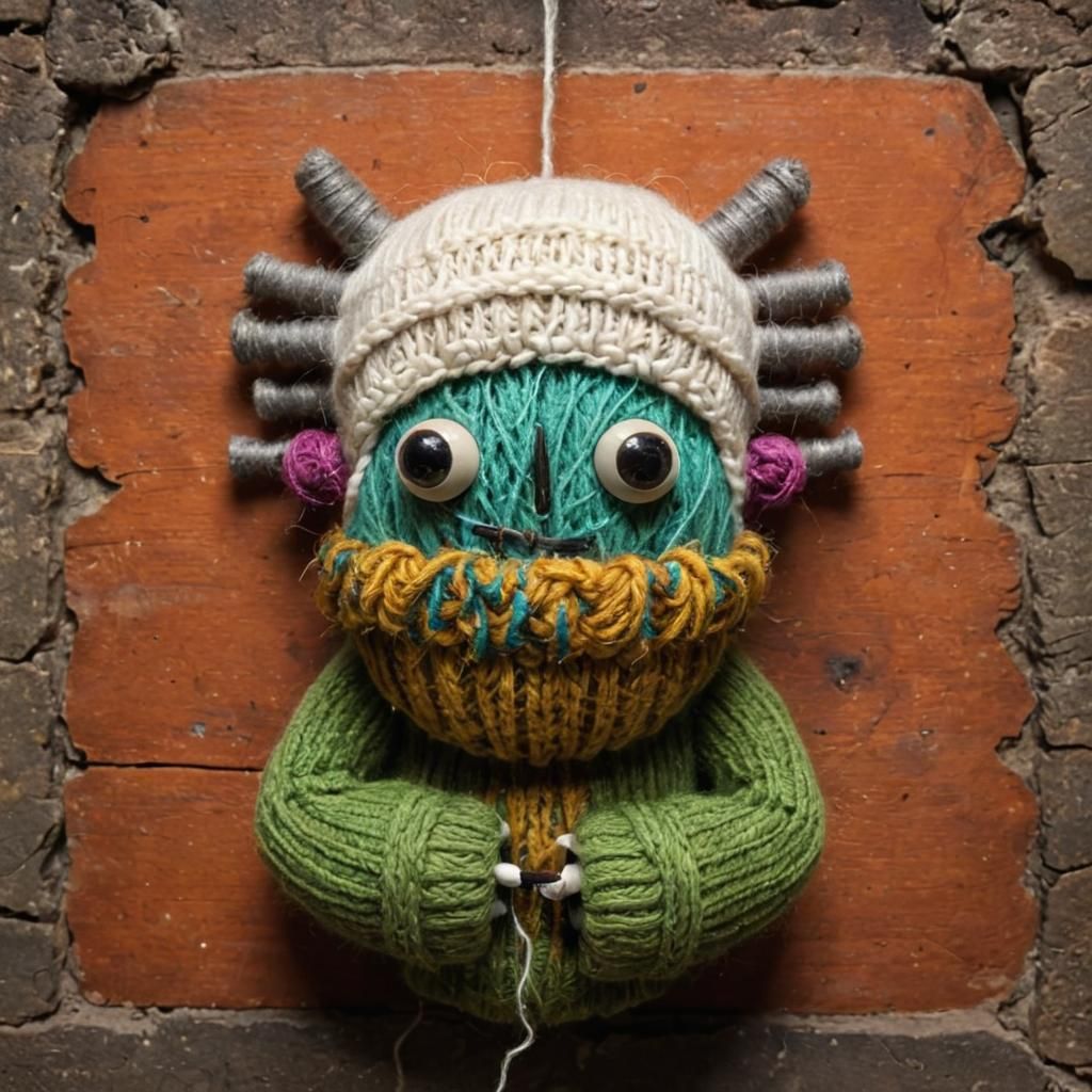 Yarn Monster Knitting Sweater in Pop Surrealism Style