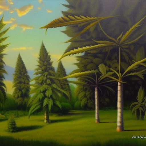 Marijuana Farm Fantasy: Oil Painting Style