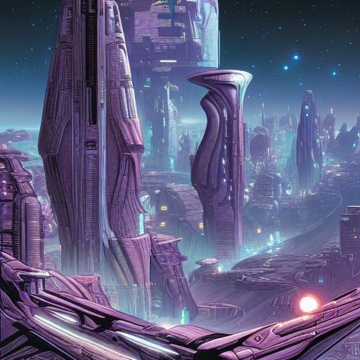 Futuristic City in Space: Comic Book Art