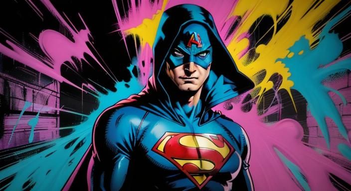 Creepy Motel Superheroes in Graffiti Street Art