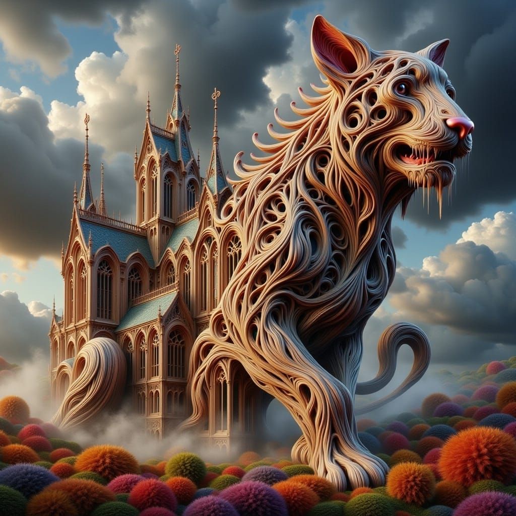 Notre Dame Tiger: Surreal Architecture Fusion