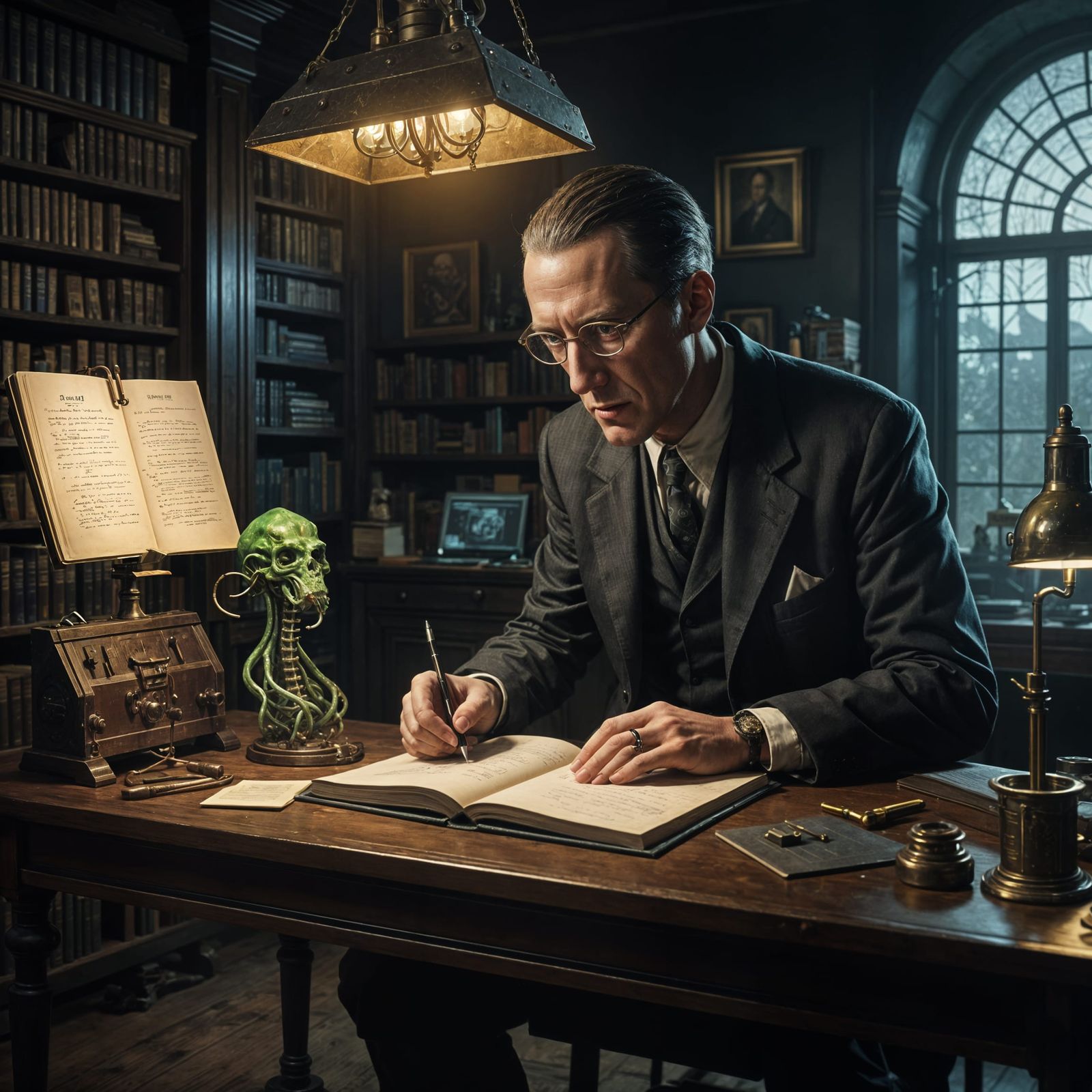 Dark Fantasy: Scientist's Lab Experiment in Art Nouveau Styl...