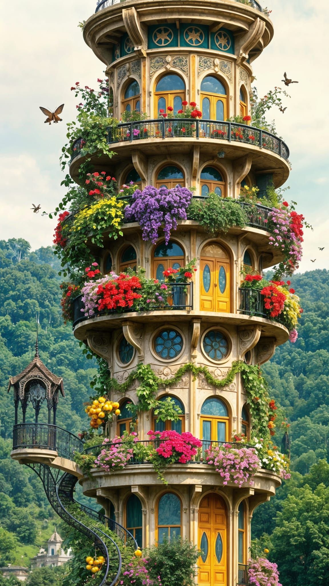 Fantastical Tower with Gardens and Apiary