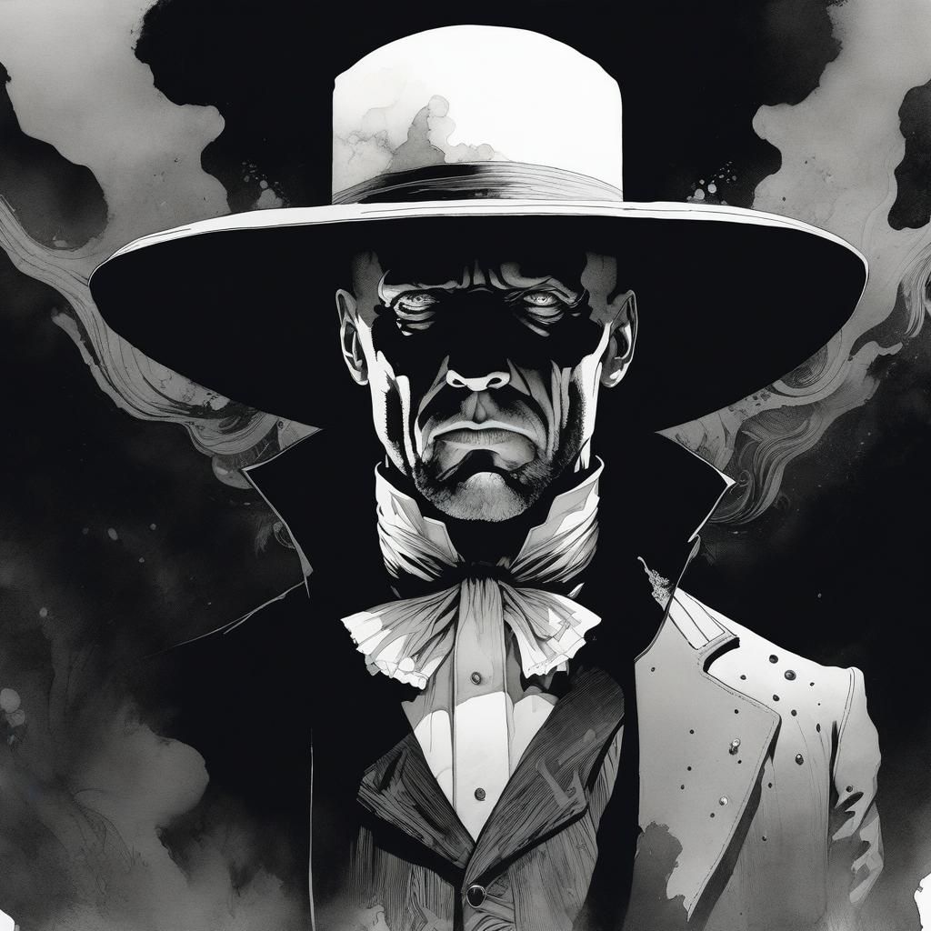 Sinister Wild West Undertaker in Comic Noir Style