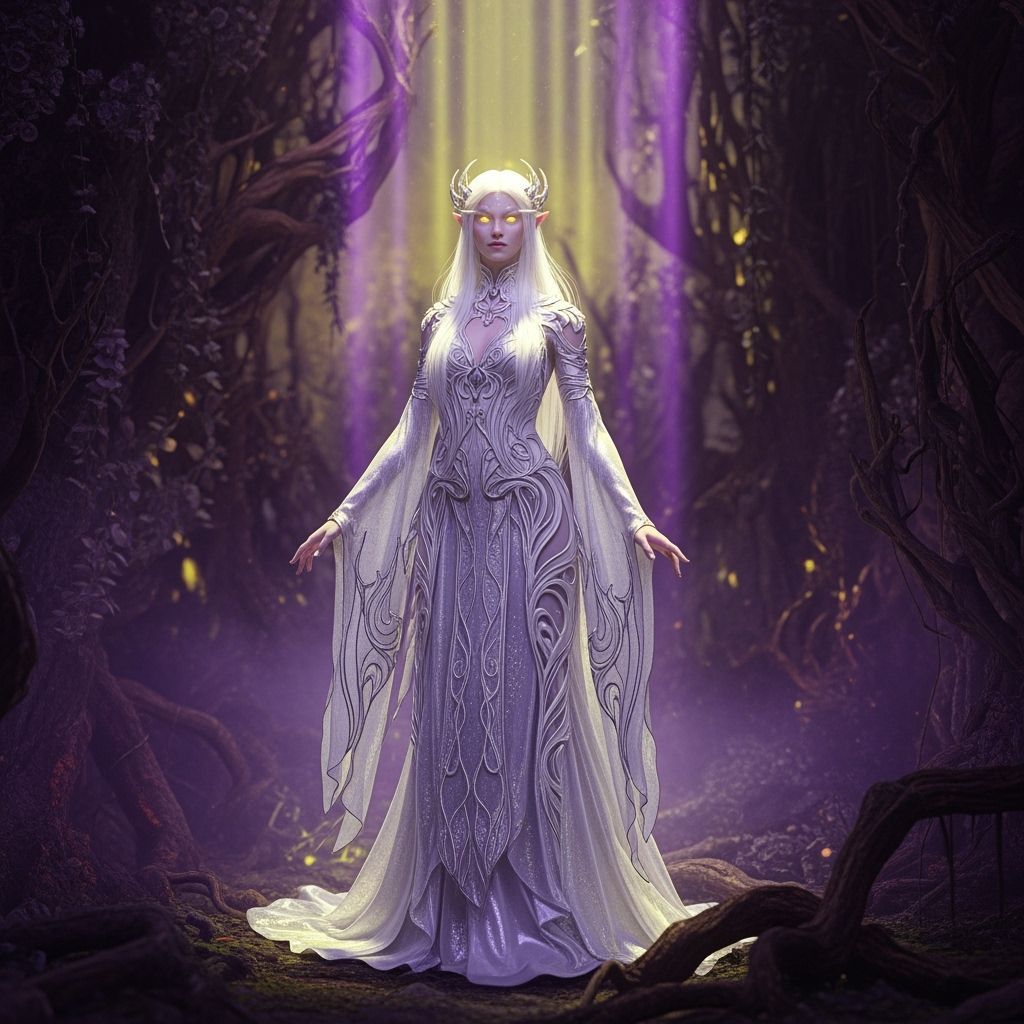 Albino Elf Maiden in Mystical Forest