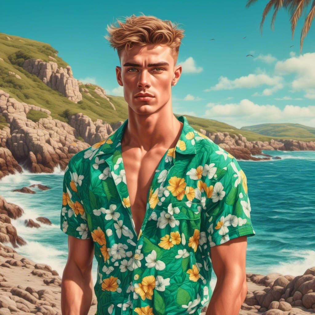 Handsome Irish Man in 1990s Swimwear