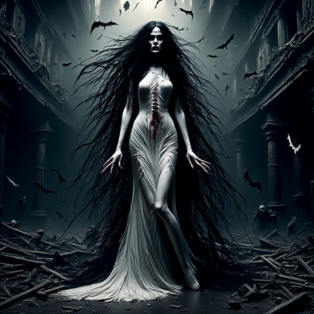 Vampire Biting Victim in Dramatic Digital Painting