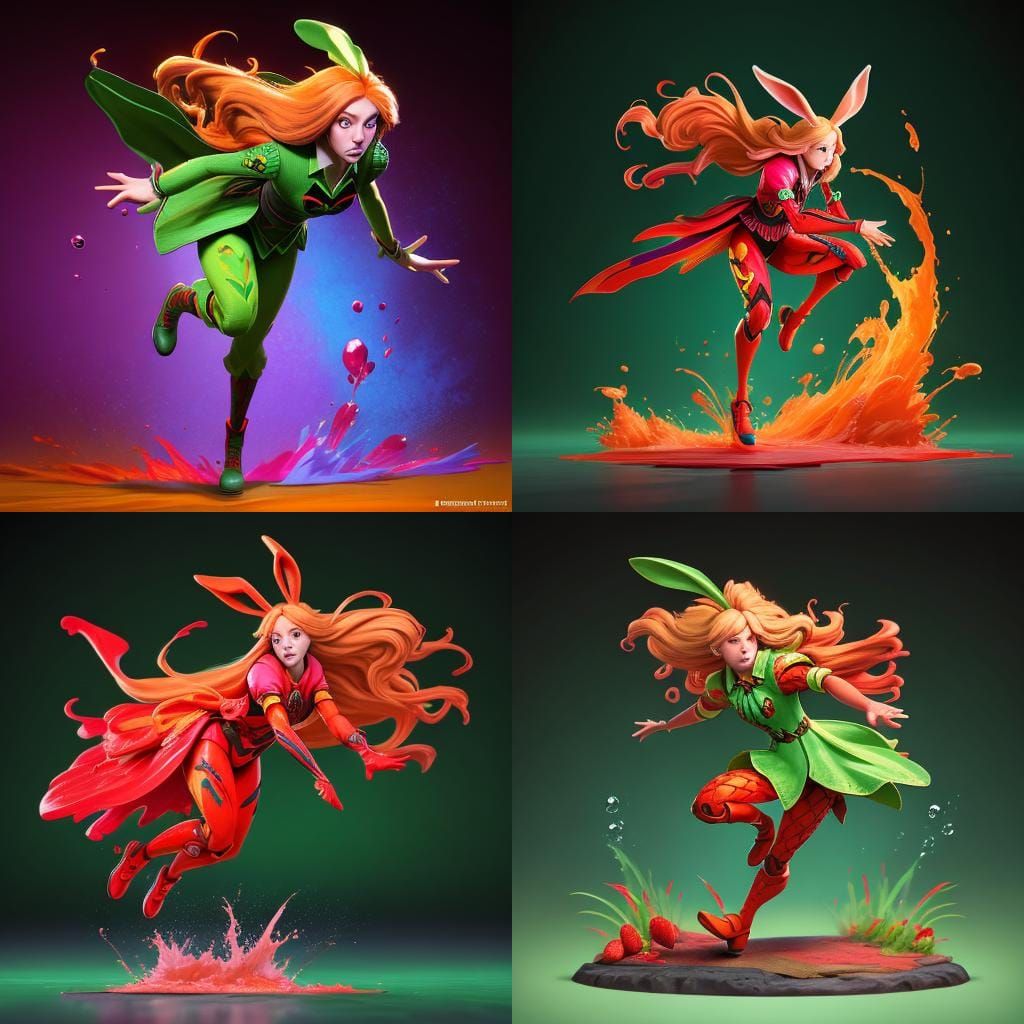 Strawberry Blonde Woman in Rabbit Cosplay, Hyperrealistic Ar...